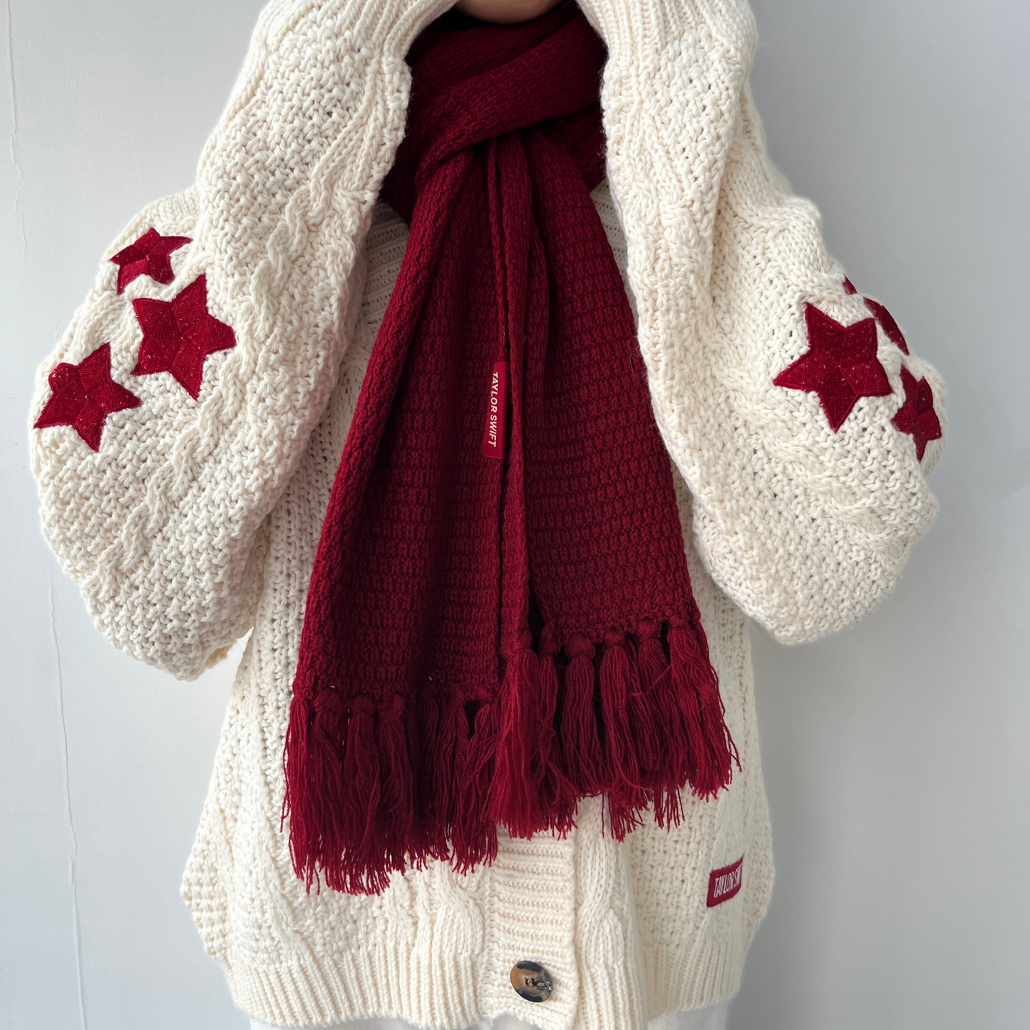 Taylor Swift Red Cardigan with Taylor Swift Red Scarf