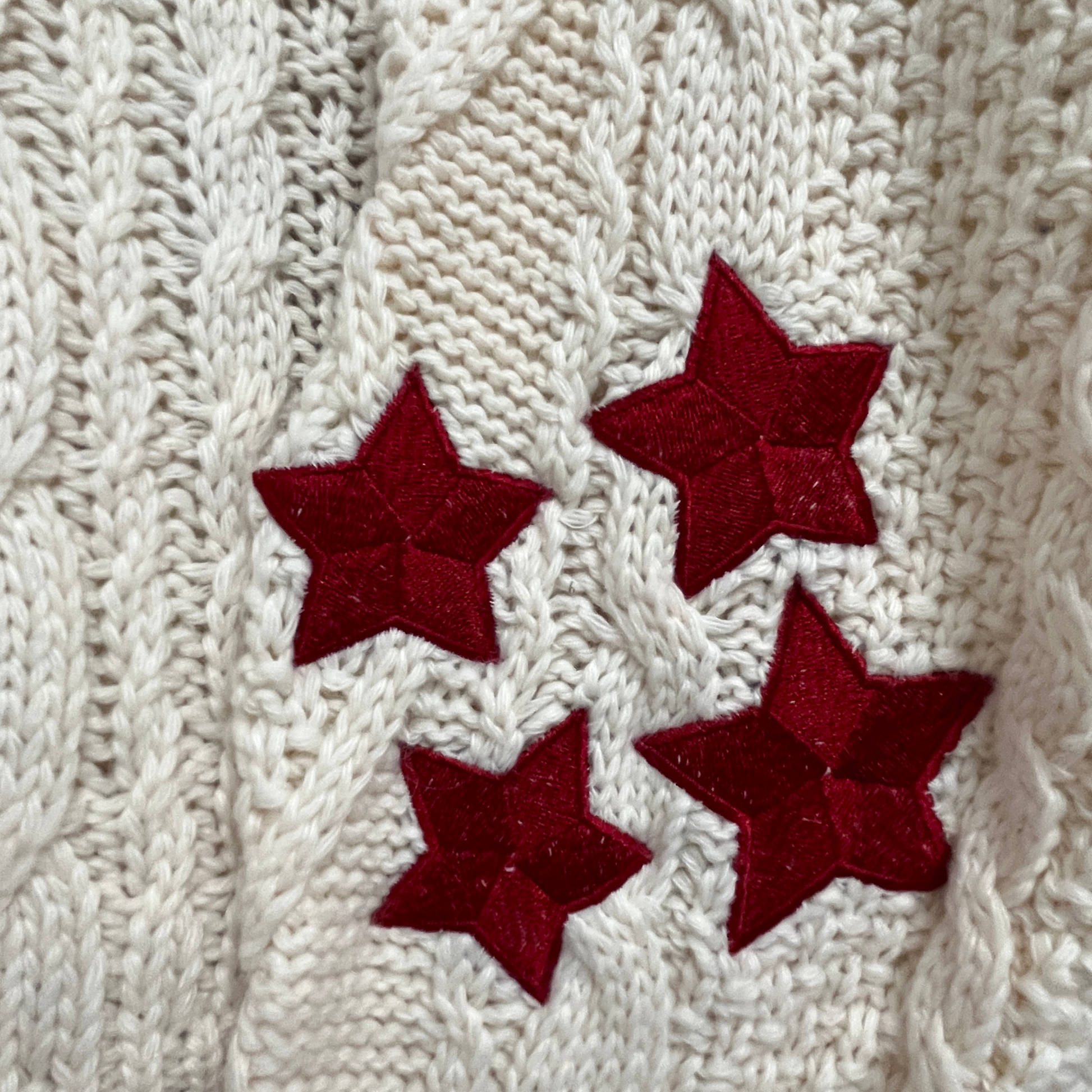 Taylor Swift Holiday Cardigan with embroidered red stars