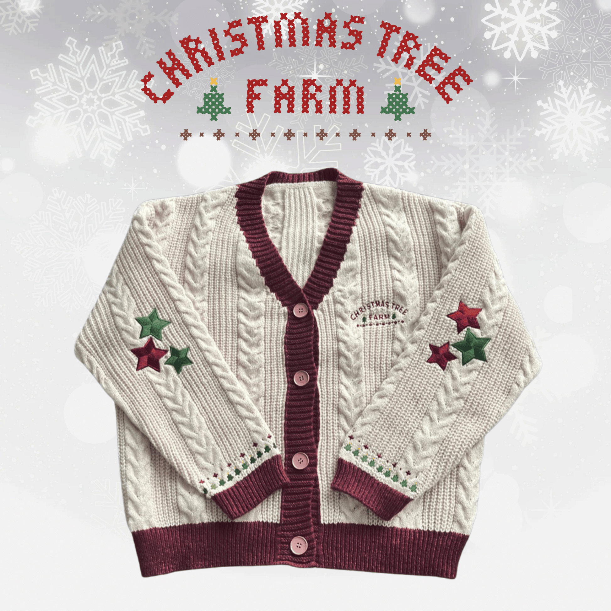 Taylor Swift Maroon Christmas Tree Farm Cardigan - Xmas Edition Special - Shoptown Boutique