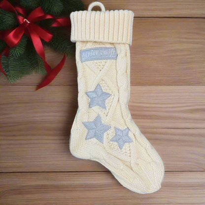 Folklore Album Cardigan Beige Knit Socks - Christmas Stocking - Shoptown Boutique