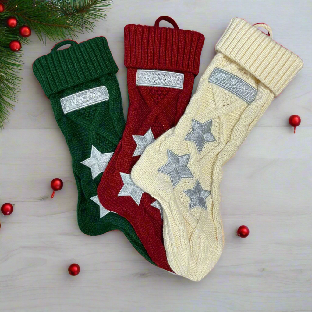 Folklore Album Cardigan Knit Socks - Christmas Stocking - Shoptown Boutique