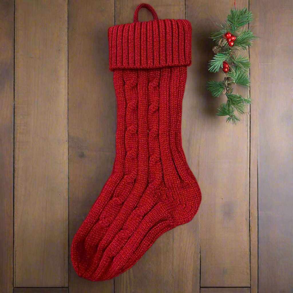 Folklore Album Cardigan Red Knit Socks - Christmas Stocking - Shoptown Boutique