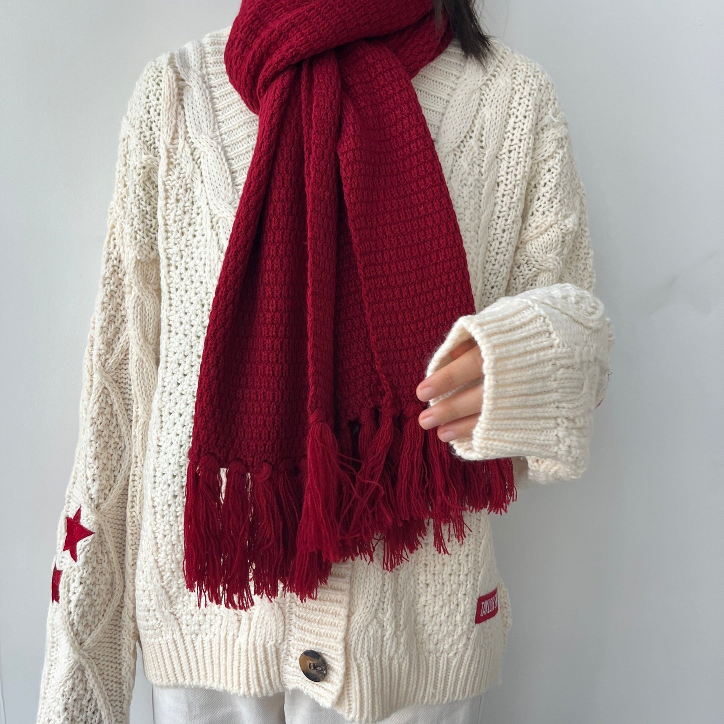 Red Cardigan Taylors Version Sweater With All Too Well Scarf