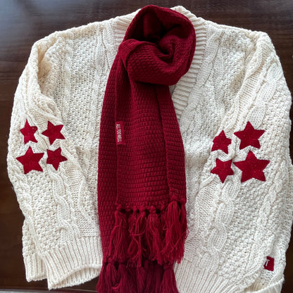 Taylor Swift Red Cardigan Taylors Version Sweater With All Too Well Scarf - Shoptown Boutique