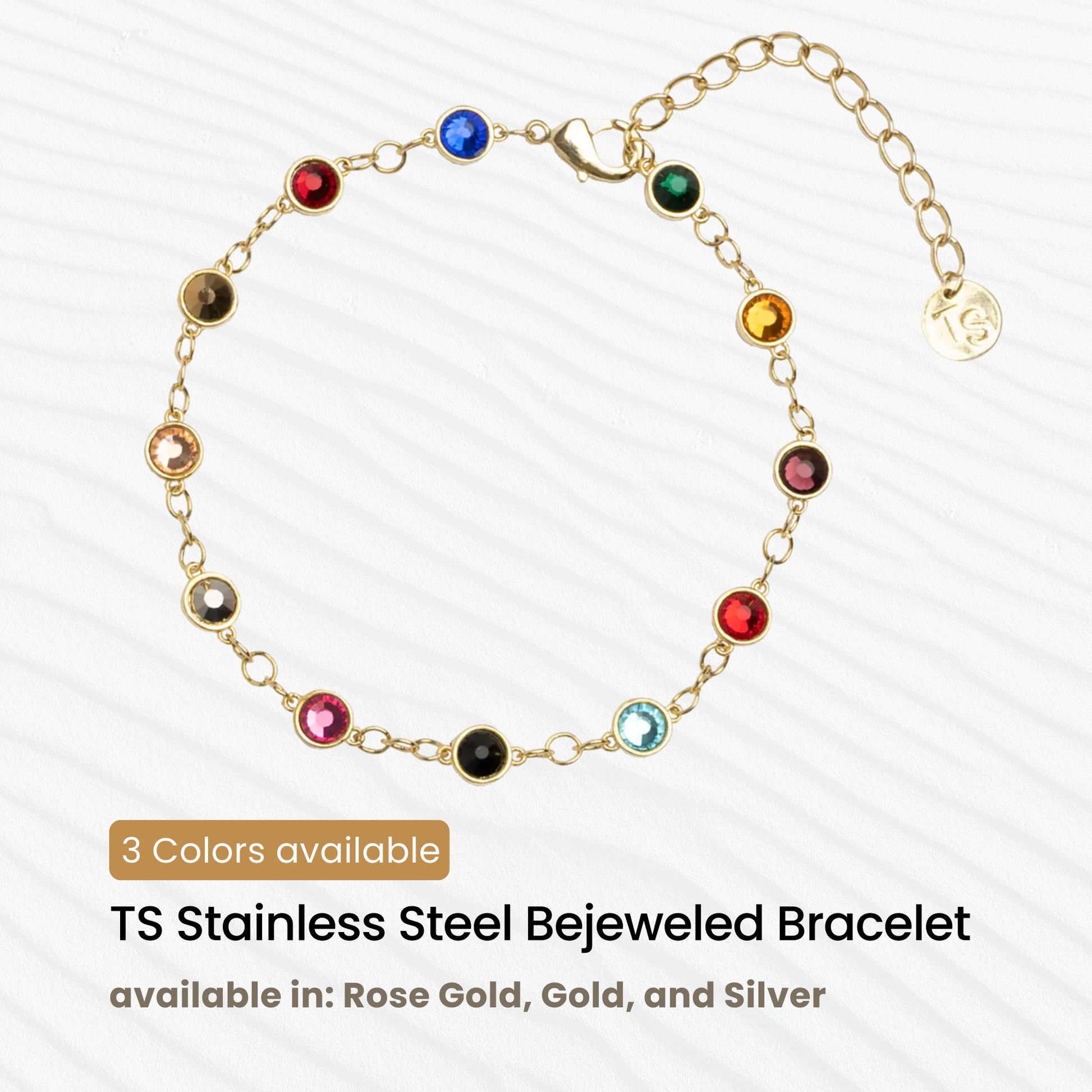 Taylor Swift Stainless Steel Bejeweled Bracelet - Gold Color