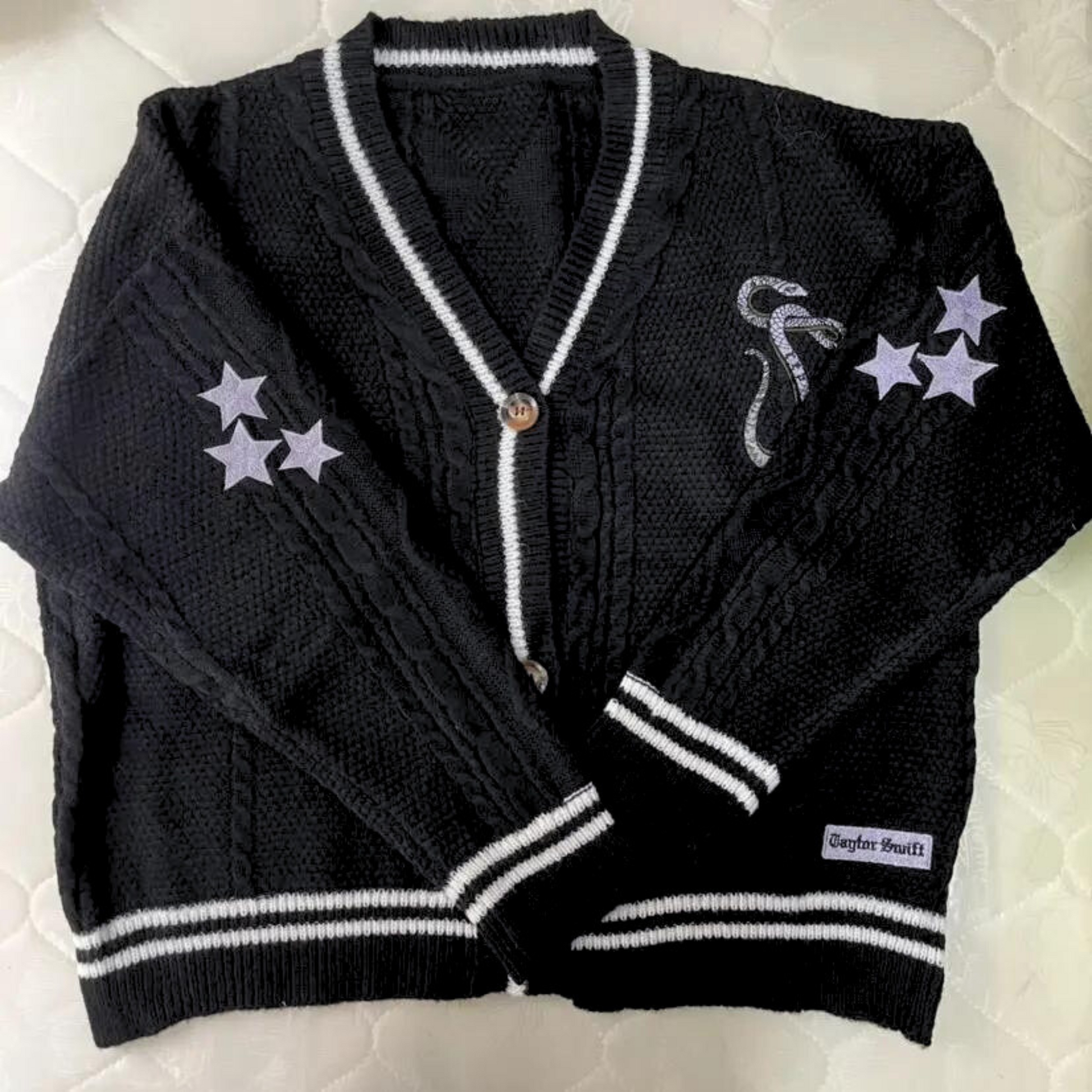 Taylor Swift Black Reputation Cardigan Snake Embroidered, Eras Tour Outfit - Shoptown Boutique