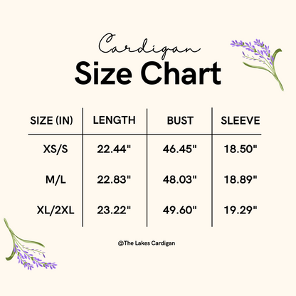 Taylor Swift The Lakes Cardigan Size Chart