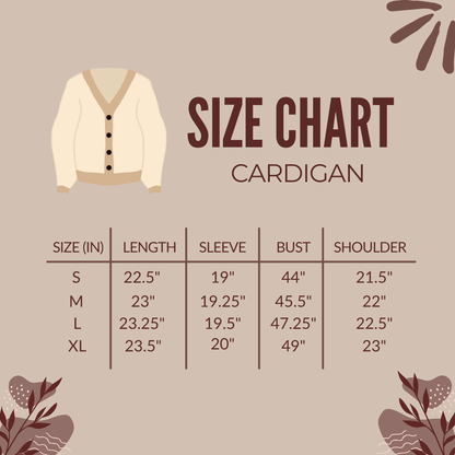 The Tortured Poets Department Cardigan - Size chart