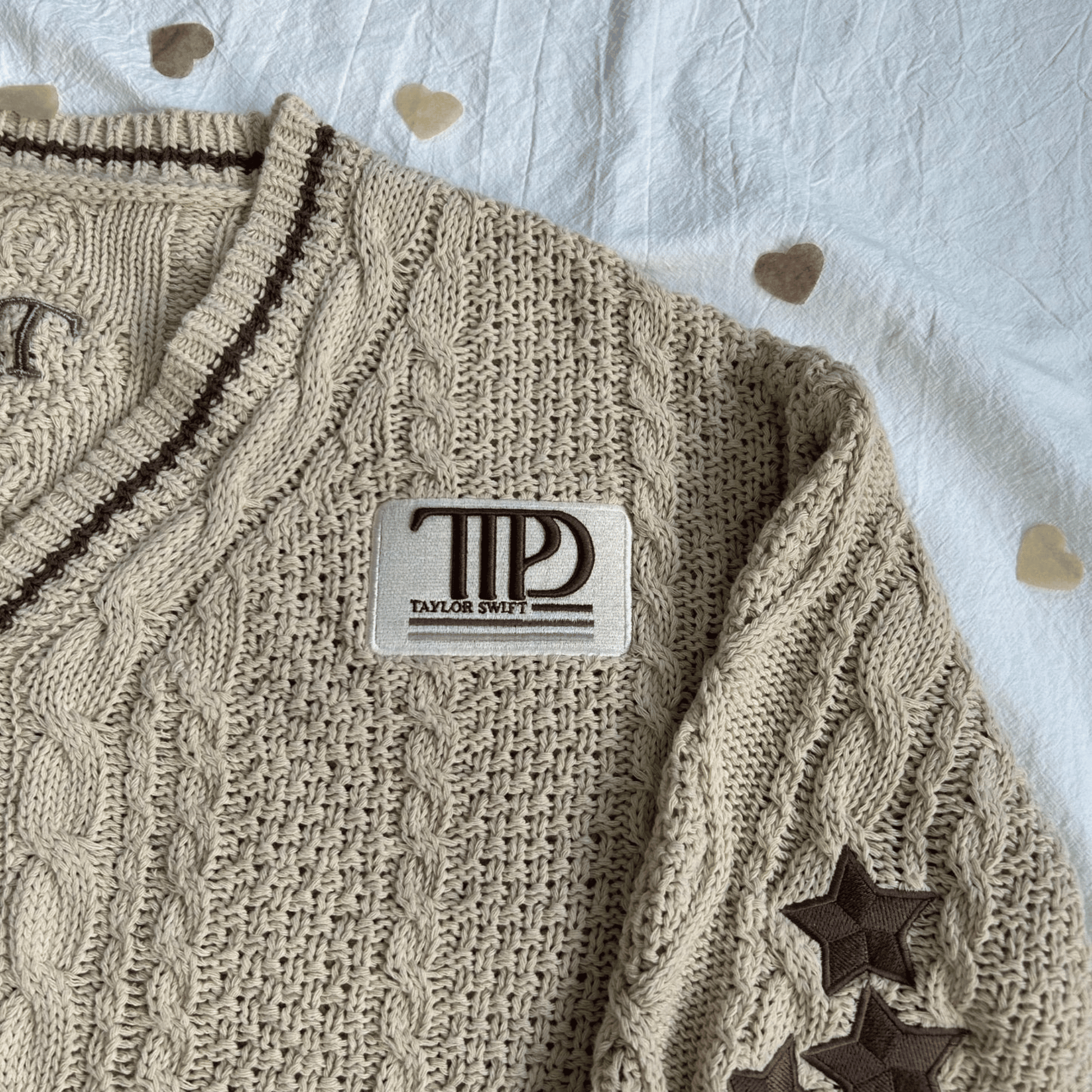 Tortured Poets Department Cardigan with Taylor Swift patch