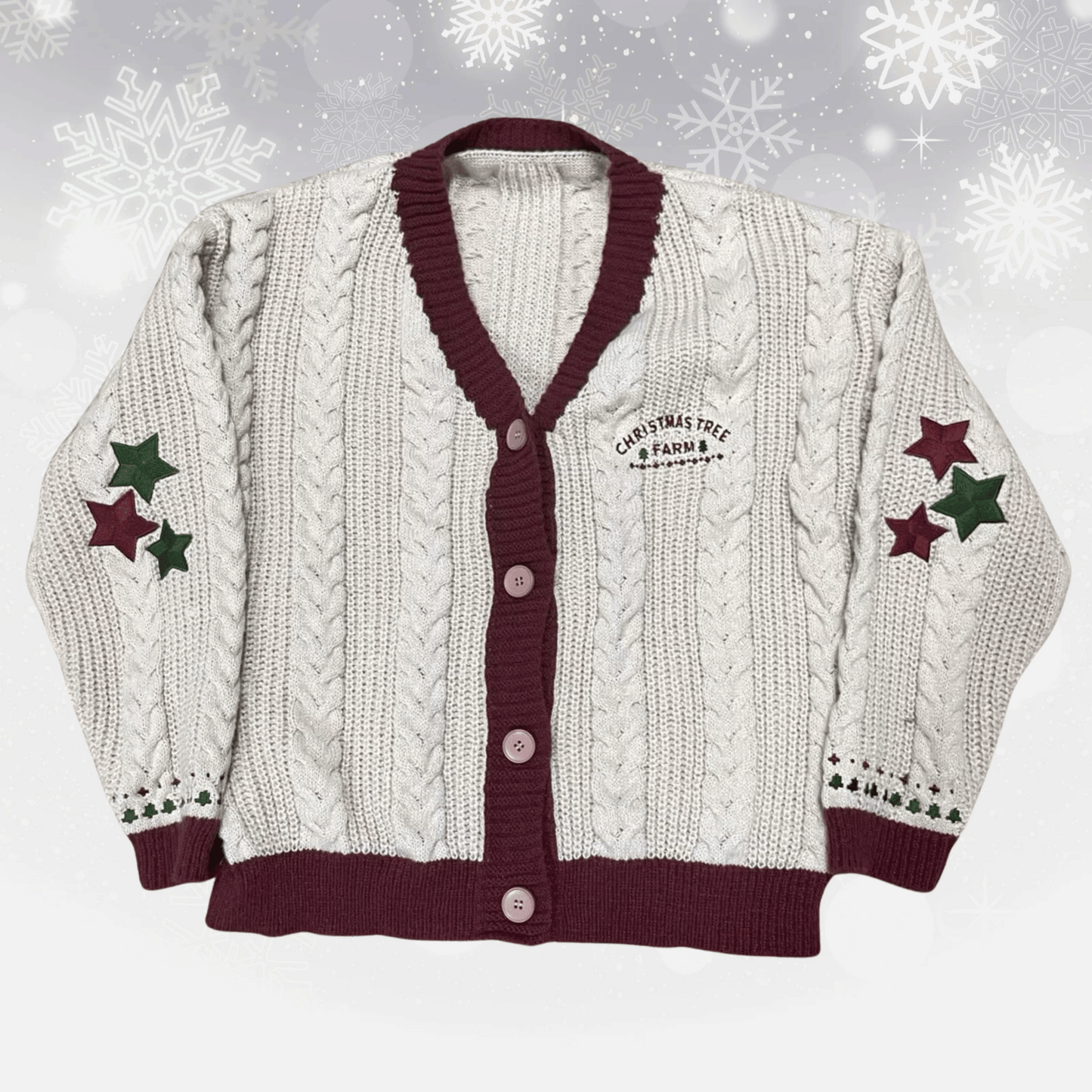 Taylor Swift Maroon Christmas Tree Farm Cardigan - Xmas Edition Special - Shoptown Boutique